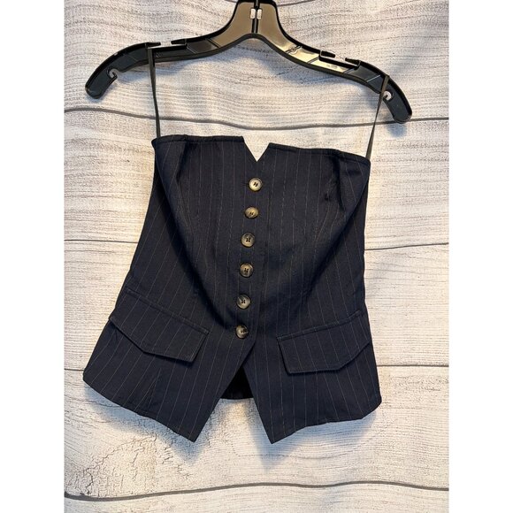 Commense Pinstripe Bustier/Strapless Vest Top Size XS - Picture 1 of 3